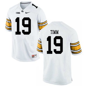 Men's Hawkeyes #19 Mike Timm White Embroidery Jerseys 565502-135