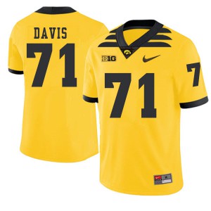 Men University of Iowa #71 Carl Davis Gold 2019 Alternate University Jerseys 226450-137