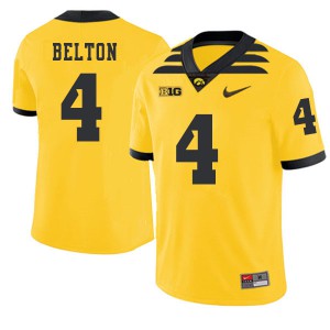 Men University of Iowa #4 Dane Belton Gold 2019 Alternate NCAA Jersey 154917-350