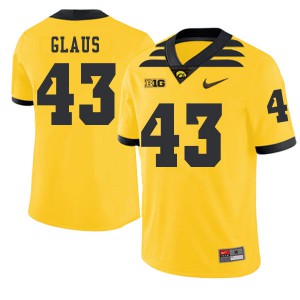 Mens University of Iowa #43 Keegan Glaus Gold 2019 Alternate NCAA Jersey 204912-240