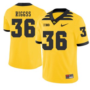 Mens Iowa #36 Mitch Riggss Gold 2019 Alternate Stitched Jerseys 262765-221