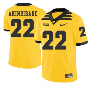 Men's University of Iowa #22 Toks Akinribade Gold 2019 Alternate High School Jerseys 506810-549