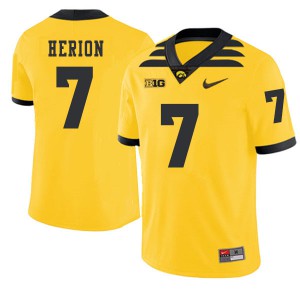 Mens Hawkeyes #7 Tom Herion Gold 2019 Alternate Embroidery Jersey 948689-189