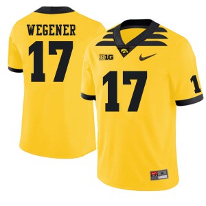 Mens University of Iowa #17 Wyatt Wegener Gold Football Jersey 680078-485