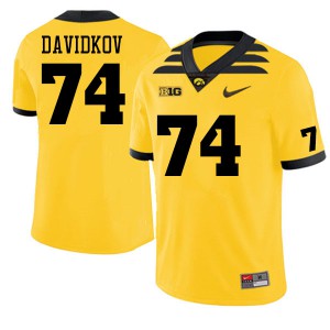 Men's Hawkeyes #74 David Davidkov Gold University Jerseys 640024-544