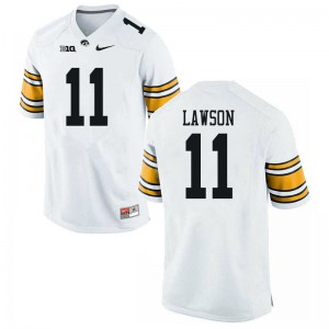 Men University of Iowa #11 AJ Lawson White Stitched Jerseys 738260-329