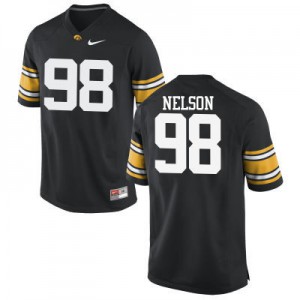 Men's Hawkeyes #98 Anthony Nelson Black Embroidery Jersey 865477-909