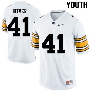 Youth Hawkeyes #41 Bo Bower White High School Jerseys 939715-388
