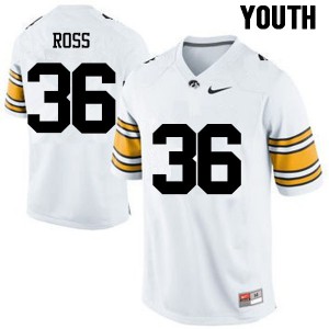 Youth Iowa #36 Brady Ross White University Jersey 666923-439