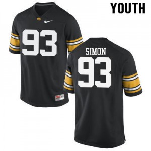 Youth Iowa #93 Brandon Simon Black Football Jerseys 991056-264