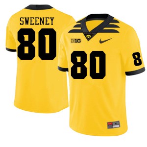 Mens Iowa Hawkeyes #80 Brennan Sweeney Gold Embroidery Jersey 501369-826