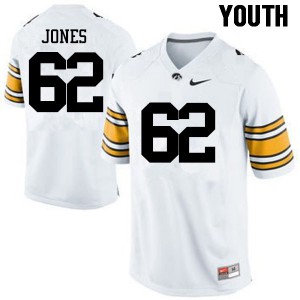 Youth Hawkeyes #62 Cal Jones White Player Jerseys 507387-978