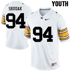 Youth Iowa Hawkeyes #94 Caleb Shudak White Football Jerseys 589065-814