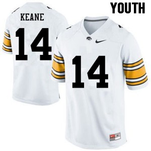 Youth University of Iowa #14 Connor Keane White Football Jerseys 382152-516