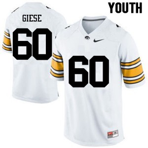 Youth University of Iowa #60 Jacob Giese White Embroidery Jersey 637086-981