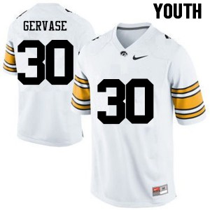 Youth Iowa Hawkeyes #30 Jake Gervase White Football Jersey 853506-975
