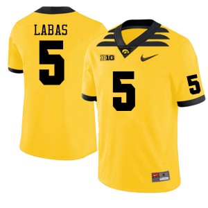 Men University of Iowa #5 Joey Labas Gold Official Jersey 978151-605