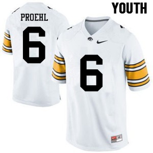 Youth Hawkeyes #6 Josh Proehl White University Jersey 638239-931