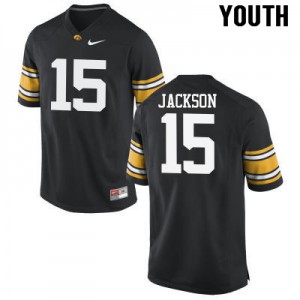 Youth University of Iowa #15 Joshua Jackson Black Stitch Jerseys 353979-646