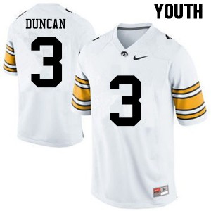 Youth Hawkeyes #3 Keith Duncan White Stitch Jerseys 222422-270