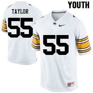 Youth University of Iowa #55 Kyle Taylor White Football Jersey 782949-760