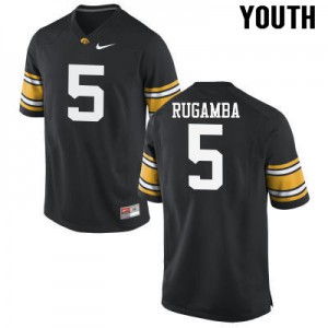 Youth University of Iowa #5 Manny Rugamba Black NCAA Jerseys 801305-661
