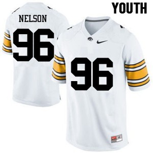 Youth University of Iowa #96 Matt Nelson White Stitched Jerseys 473824-504