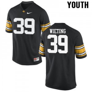 Youth University of Iowa #39 Nate Wieting Black Football Jersey 639053-103