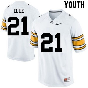 Youth University of Iowa #21 Sam Cook White Embroidery Jersey 128328-316