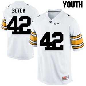 Youth University of Iowa #42 Shaun Beyer White Football Jerseys 467418-753