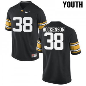 Youth Hawkeyes #38 T.J. Hockenson Black University Jersey 895405-284