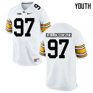Youth Hawkeyes #97 Jack Kallenberger White University Jerseys 345888-694