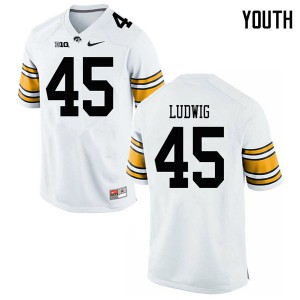 Youth Iowa #45 Joe Ludwig White Official Jerseys 937732-912