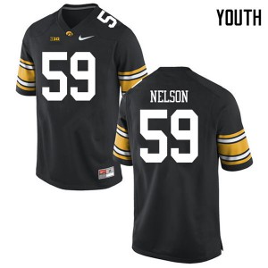 Youth Hawkeyes #59 Nathan Nelson Black College Jersey 898773-559