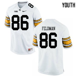 Youth Iowa #86 Noah Feldman White Embroidery Jersey 110015-401