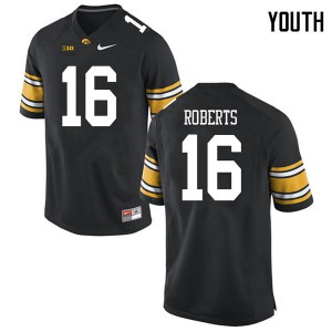 Youth University of Iowa #16 Terry Roberts Black Official Jerseys 344098-492