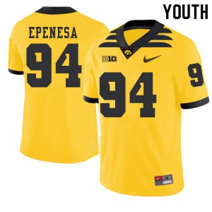 Youth University of Iowa #94 A.J. Epenesa Gold 2019 Alternate NCAA Jerseys 729752-142