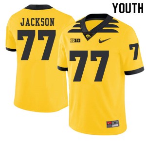 Youth Hawkeyes #77 Alaric Jackson Gold 2019 Alternate Official Jersey 157859-664