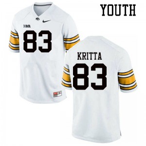 Youth Iowa #83 Alec Kritta White Embroidery Jersey 434740-744