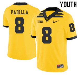 Youth Hawkeyes #8 Alex Padilla Gold 2019 Alternate College Jerseys 640665-824