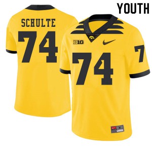 Youth Iowa Hawkeyes #74 Austin Schulte Gold 2019 Alternate Player Jersey 880135-762