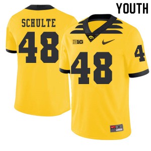 Youth University of Iowa #48 Bryce Schulte Gold 2019 Alternate Official Jerseys 143179-798