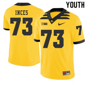 Youth Hawkeyes #73 Cody Inces Gold 2019 Alternate High School Jersey 812660-361