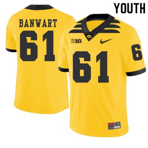 Youth Iowa Hawkeyes #61 Cole Banwart Gold 2019 Alternate Embroidery Jersey 466877-372