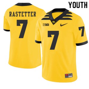 Youth University of Iowa #7 Colten Rastetter Gold 2019 Alternate NCAA Jerseys 659823-308