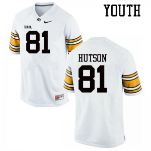 Youth University of Iowa #81 Desmond Hutson White Embroidery Jerseys 582724-368