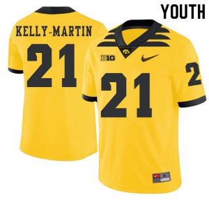 Youth Hawkeyes #21 Ivory Kelly-Martin Gold 2019 Alternate University Jersey 650166-130