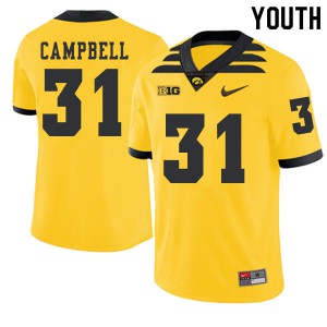 Youth University of Iowa #31 Jack Campbell Gold 2019 Alternate College Jerseys 528126-738