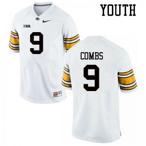 Youth Hawkeyes #9 Jack Combs White Football Jerseys 522717-636