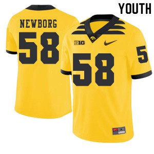 Youth University of Iowa #58 Jake Newborg Gold 2019 Alternate Football Jerseys 953585-104